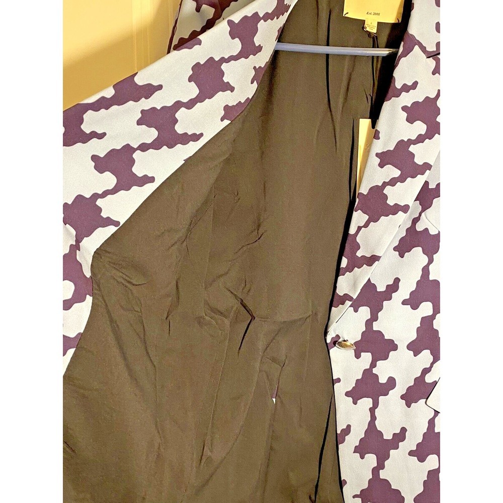 L’AGENCE Chamberlain Blazer in Ramy Print on Crepe Suiting Dusk/Dark Aster, Sz 2 - Picture 6 of 6